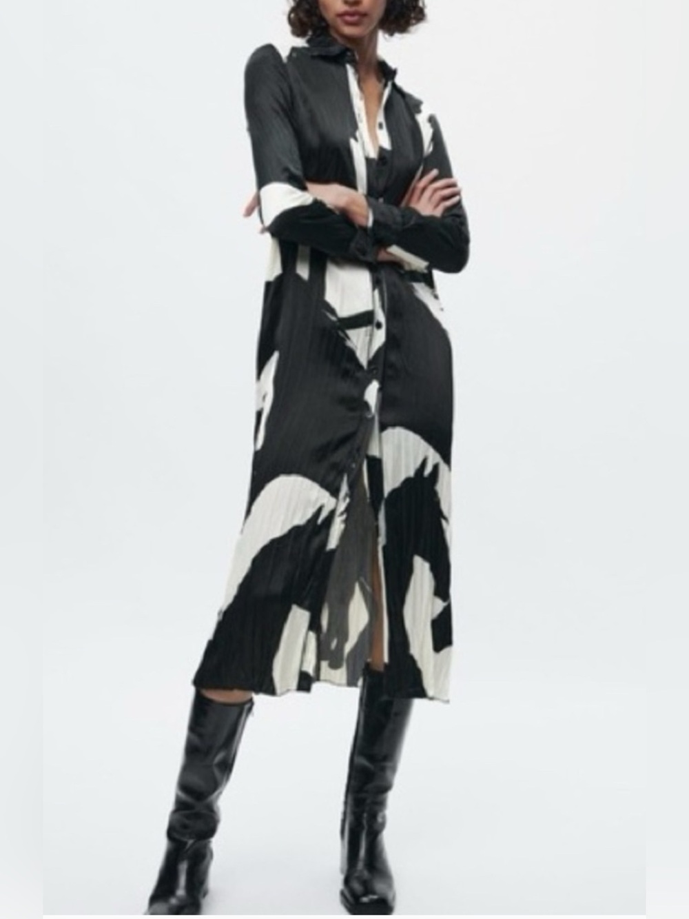 Zara Horses Printed Shirt Dress ZW COLLECTION